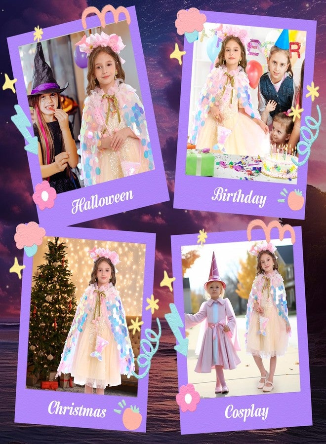 LIMIROLER Mermaid Toys Princess Dress Up Clothes Light Up Girls Dress Up Princess Cape 9 PCS Gift Set for Little Girls 3-8 Years Old Halloween Birthday Christmas (Pink) - Image 5