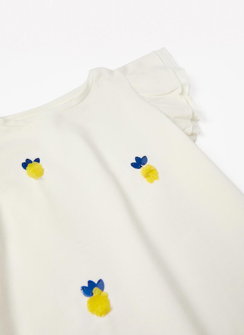 Zippy - Zippy Cotton T-Shirt With Sequins For Girls - Image 1