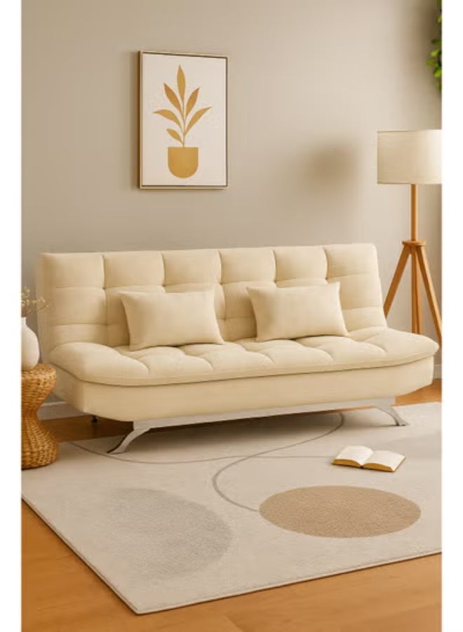 Harmony Home أريكة سرير من قماش السويد هارموني هوم - أريكة سرير قابلة للطي والتحويل بتصميم مدمج يوفر المساحة لغرفة المعيشة، الشقة، السكن الجامعي والمكتب - أبيض فاتح - Image 1