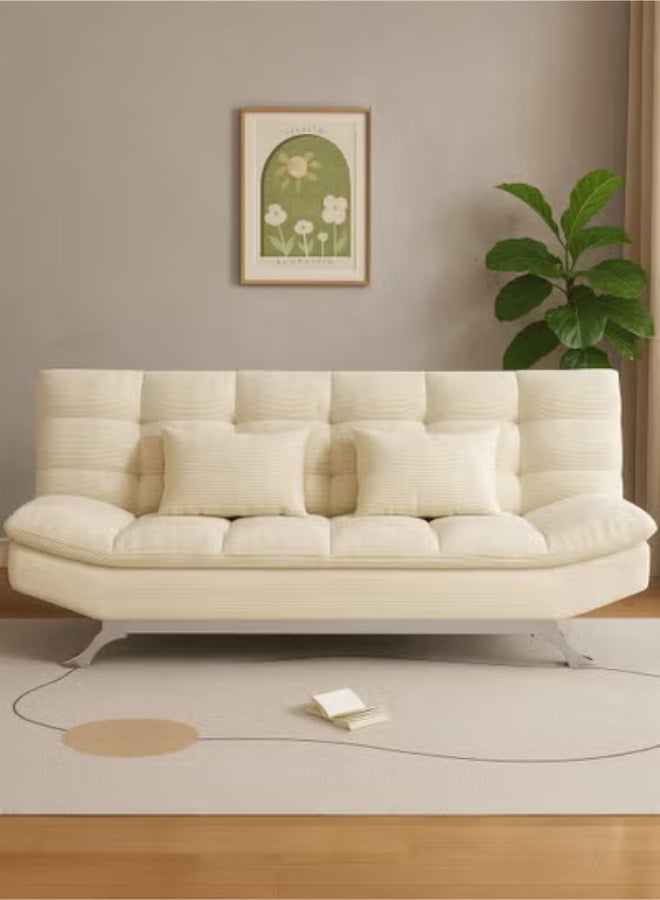 Harmony Home أريكة سرير من قماش السويد هارموني هوم - أريكة سرير قابلة للطي والتحويل بتصميم مدمج يوفر المساحة لغرفة المعيشة، الشقة، السكن الجامعي والمكتب - أبيض فاتح - Image 2