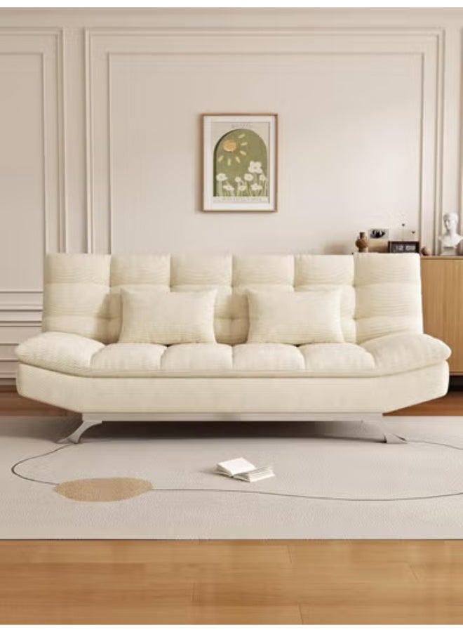 Harmony Home أريكة سرير من قماش السويد هارموني هوم - أريكة سرير قابلة للطي والتحويل بتصميم مدمج يوفر المساحة لغرفة المعيشة، الشقة، السكن الجامعي والمكتب - أبيض فاتح - Image 3