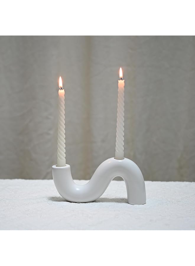 The Bros Modern Ceramic Candle Holder - Taper Candlestick for Dining & Coffee Tables, Fits 2 Taper Candles - Image 1