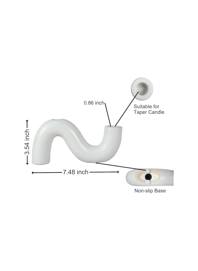 The Bros Modern Ceramic Candle Holder - Taper Candlestick for Dining & Coffee Tables, Fits 2 Taper Candles - Image 4