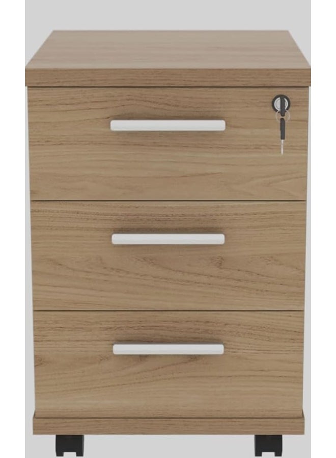 Mobile Wooden Drawer Unit - 3 Drawers with Central Column - Image 1