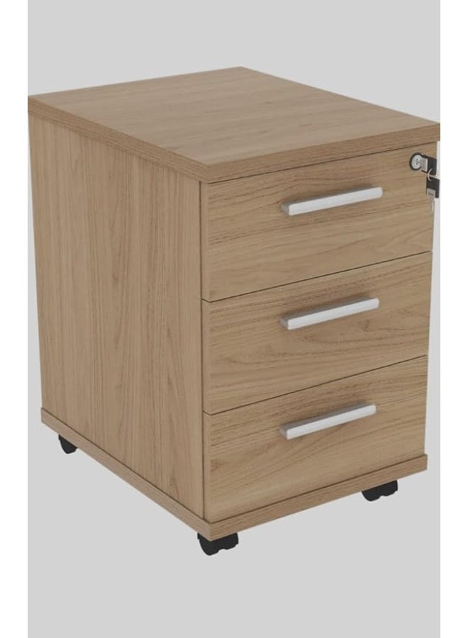 Mobile Wooden Drawer Unit - 3 Drawers with Central Column - Image 2