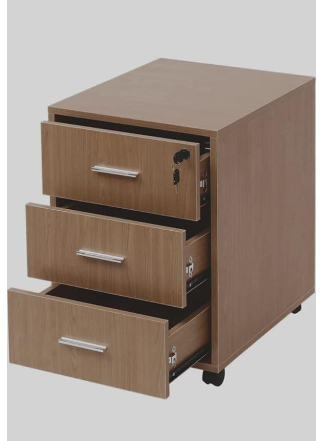 Mobile Wooden Drawer Unit - 3 Drawers with Central Column - Image 5
