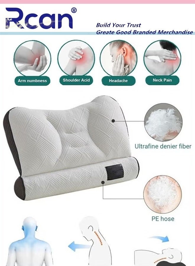 Rcan Sleep Enhancing Cervical Support Comfort Pillow Cervical Support Comfortable Pillow Ergonomic Neck Support Pillow Adjustable Orthopedic Pillow Filling with PE Hose - Image 2