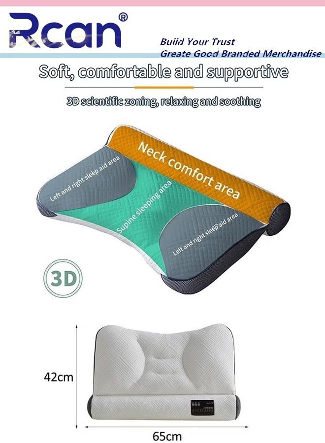 Rcan Sleep Enhancing Cervical Support Comfort Pillow Cervical Support Comfortable Pillow Ergonomic Neck Support Pillow Adjustable Orthopedic Pillow Filling with PE Hose - Image 5