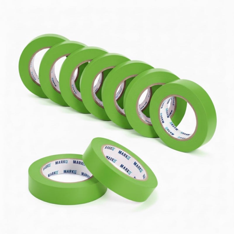 MARKQ شريط لاصق 1 بوصة × 20 ياردة - شريط طلاء أخضر للرسم، الحرف، التسمية، مشاريع DIY وتحسين المنزل - سهل الإزالة، لاصق قوي، بدون بقايا (9 عبوات) - Image 1
