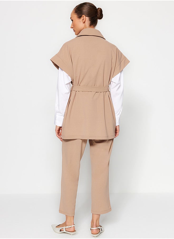 Buttoned Vest-Pants Knitted Top and Bottom Set TCTAW22US0062
