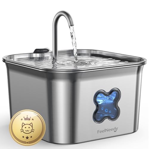 FEELNEEDY Cat Water Fountain, 304 Stainless Steel - 95oz/2.8L Faucet-Style Pet Drinking Fountain for Cats & Small Dogs, Ultra-Quiet <20dB, Dishwasher Safe, 4-Stage Filtration & Water Level Window - Image 1