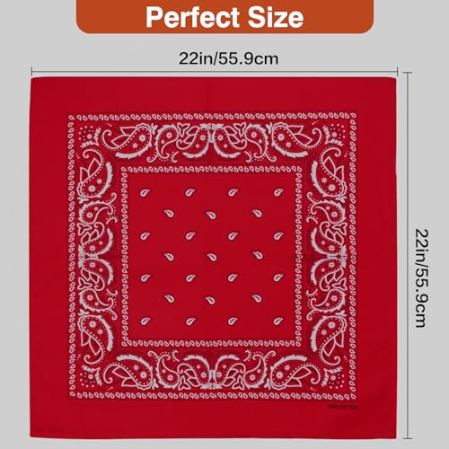 Raylarnia Bandana Multi-Purpose 100% Cotton Headbands for Women, 22 inch Paisley Cowboy Bandanas for Men - Image 3