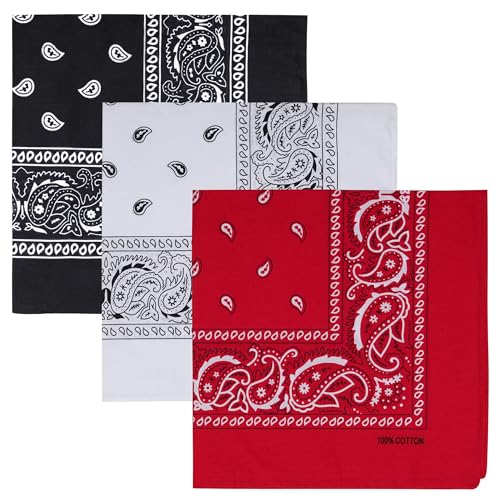 Raylarnia Bandana Multi-Purpose 100% Cotton Headbands for Women, 22 inch Paisley Cowboy Bandanas for Men - Image 1