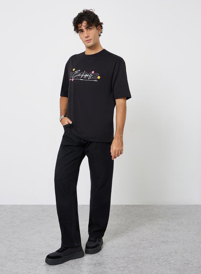 ستايلي تيشيرت جيرسي واسع بطبعة جرافيك - Image 2