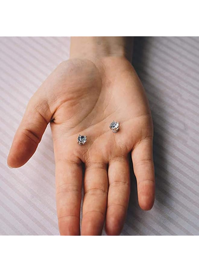 erorex Silver Round Magnetic Clip On Stud Earrings Created With Austrian Crystals Mens Womens Magnetic Cubic Zirconia Stud Earrings - Image 5