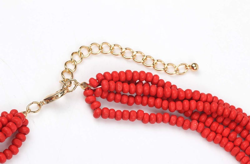 Coiris Multi Color 5 Layers Wood Beads Strand Statement Necklace for Women Chunky Collar (N0019) - Image 3