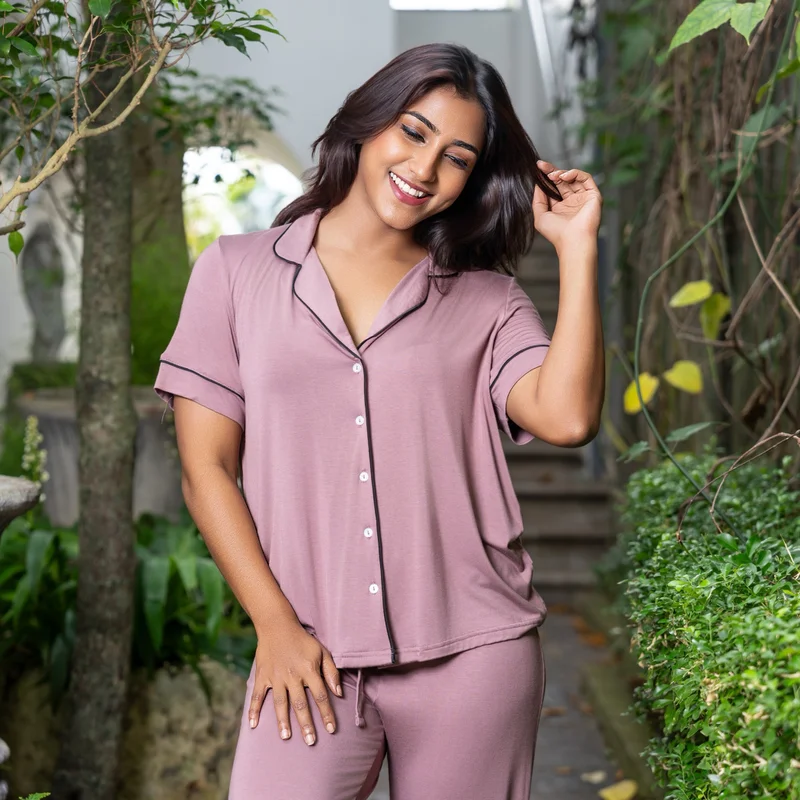 Aadaraya  Aadaraya Pyjama Set Shirt and Pants Rayon for Women | Best Price UAE