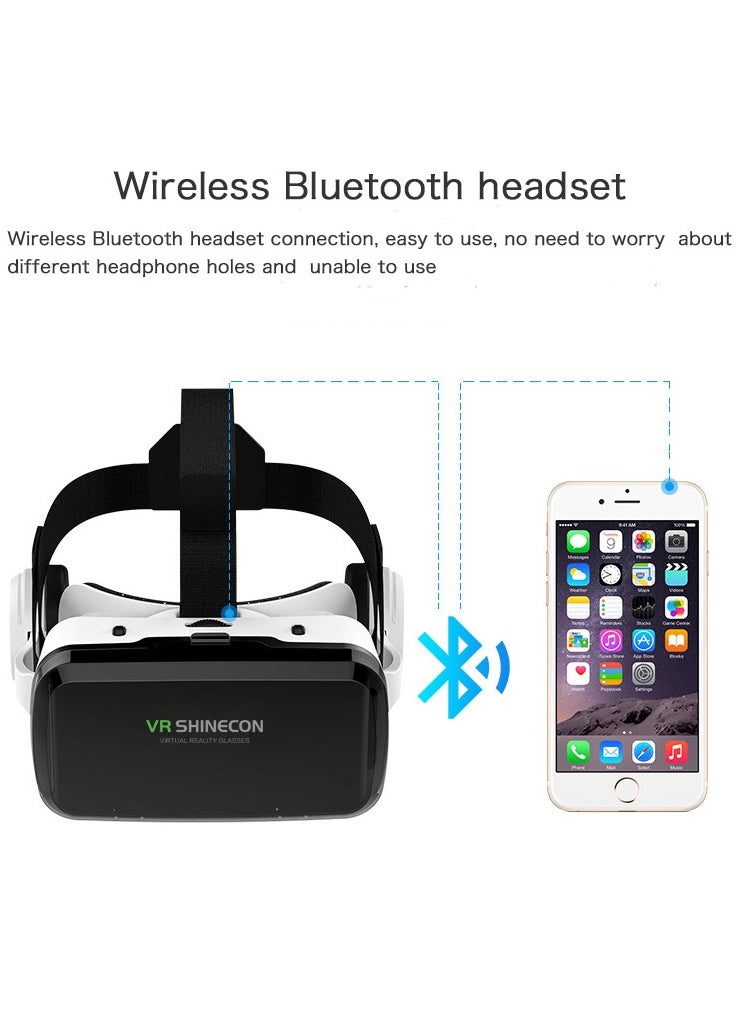Shinecon - VR SHINECON Thousand Magic Mirror, VR Glasses, G04BS Bluetooth Headset Version, 3D Virtual Reality Helmet Smartphone + Y1 Joystick - Image 1