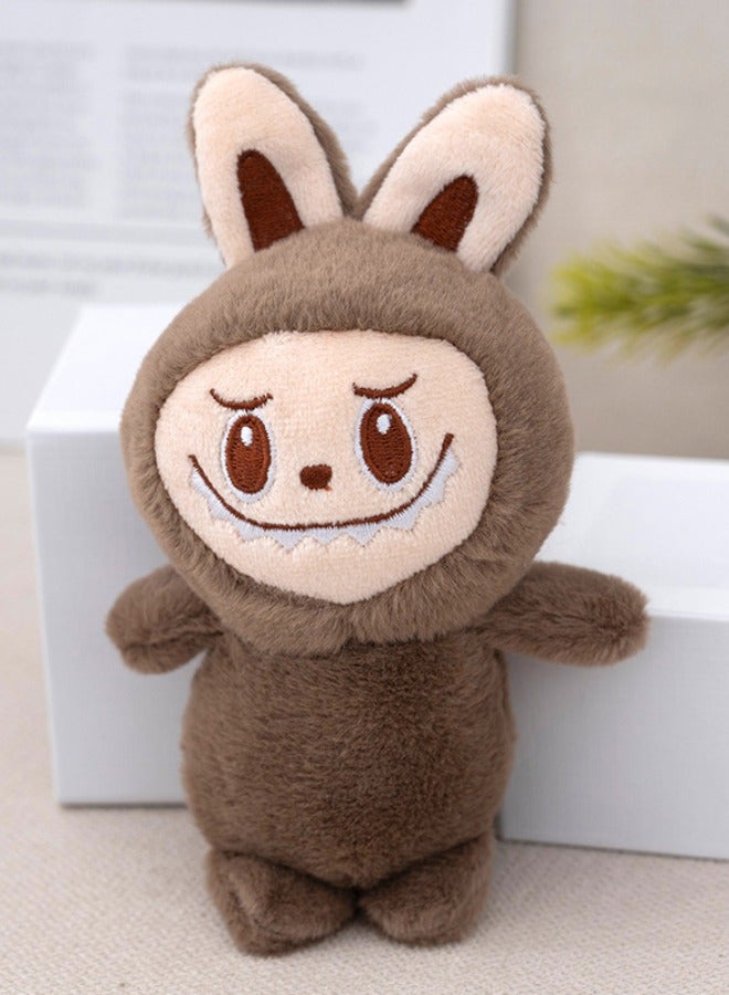 Labubu Plush Doll 15cm, Labubu Stuffed Doll Cartoon Premium Soft Plush Figure Toy for Ages 3 & Up, Grey 