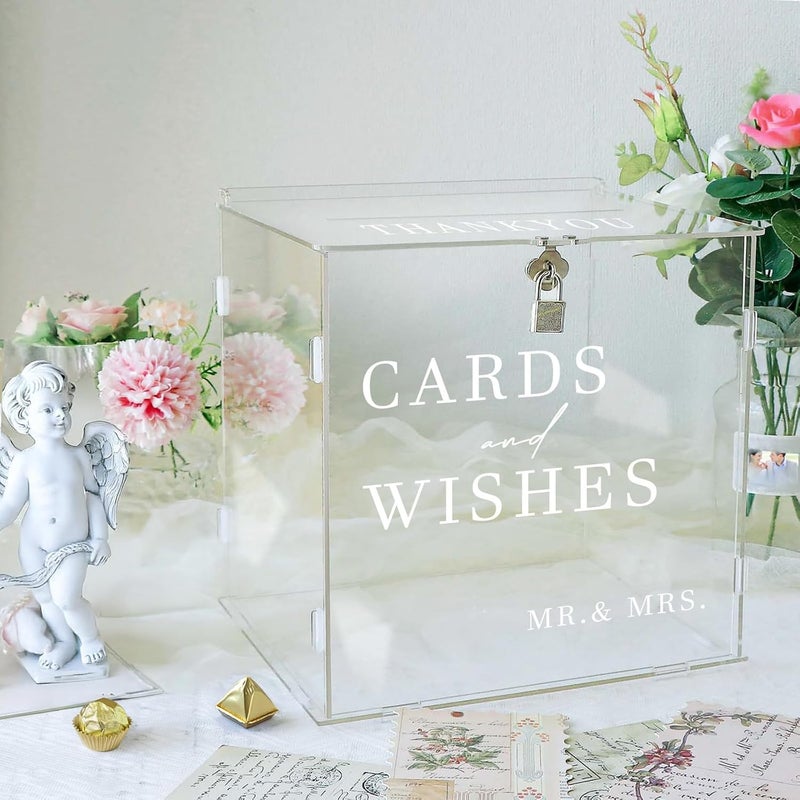 SOFARKKT Clear Acrylic Card Box with Slot & Lock, DIY Large Wedding Card Boxes for Reception, Elegant Money Envelop Gift Cards Box for Party Wedding Birthday Baby Shower Graduation Table Decor - Image 4