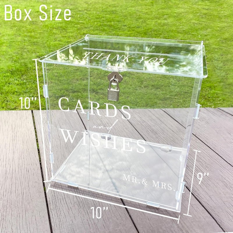 SOFARKKT Clear Acrylic Card Box with Slot & Lock, DIY Large Wedding Card Boxes for Reception, Elegant Money Envelop Gift Cards Box for Party Wedding Birthday Baby Shower Graduation Table Decor - Image 3