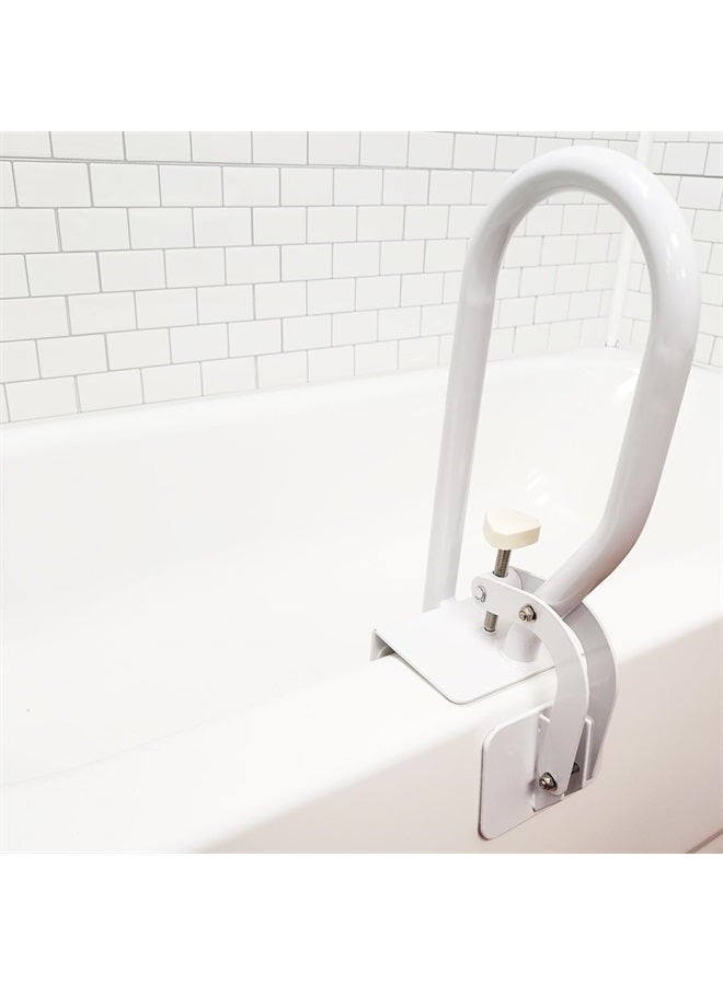 careX White Bathtub Rail - Grab Bars for Bathroom, Bathtubs & Showers - Side Hand Grip Railing & Support - Shower Handle & Bath Tub Bar Clamps for Seniors & Elderly - Image 2