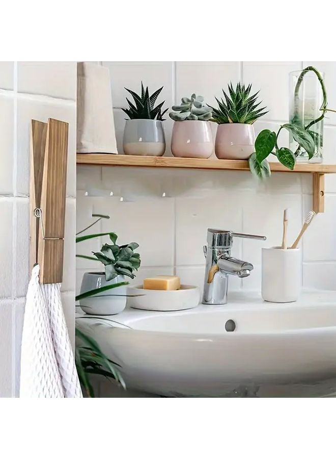 Vintage Industrial Wooden Clip Towel Holder Wall Mount 2pcs Set Color A 2 - Image 5