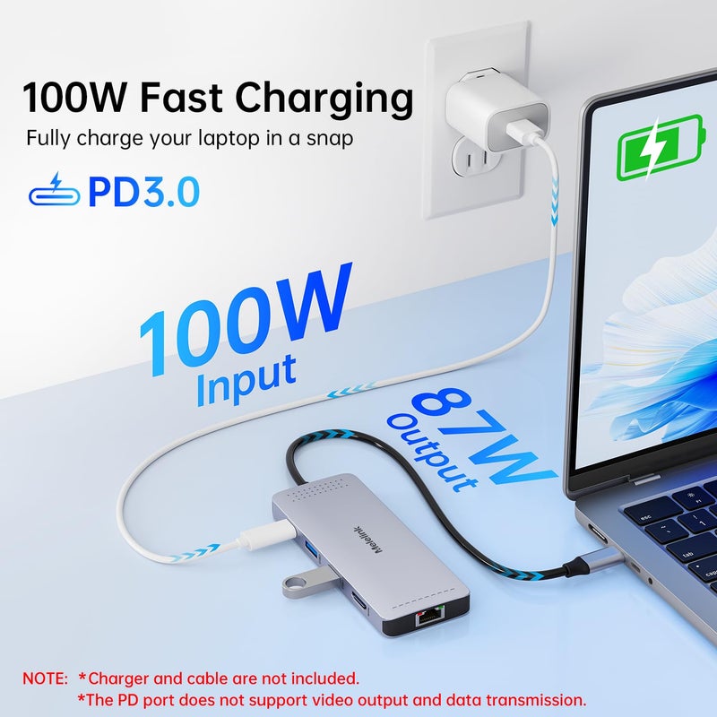 Melelink USB C Hub Ethernet, 10 in 1 USB-C to HDMI 4K@60 Adapter with Gigabit Ethernet, 100W PD, USB-A&C Data Ports and SD/TF Slot, USBC Dock MultiPort Dongle for MacBook, Dell, HP, Lenovo, etc - Image 5