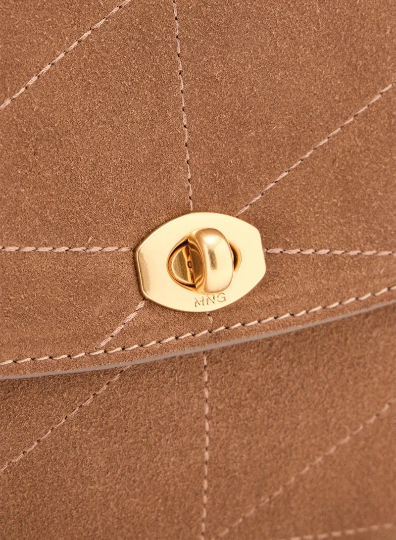 Mango 09-CAMEL Leather Shoulder Bag With Chain for Women | Best Price UAE