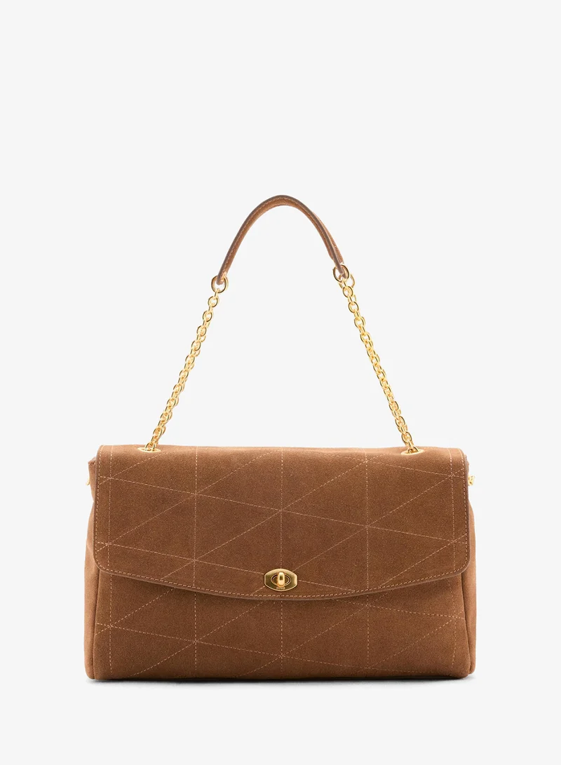 Leather Shoulder Bag With Chain