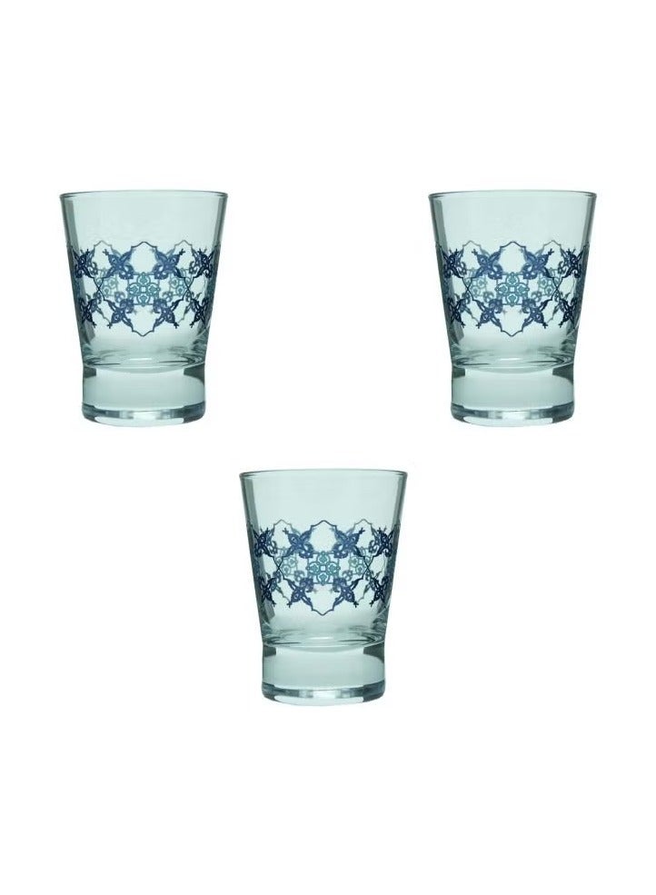 Pasabache Pack of 3 Iznik Tumblers 210ml – Clear/Blue, Premium Quality, Stain & Odour Resistant, Easy to Clean