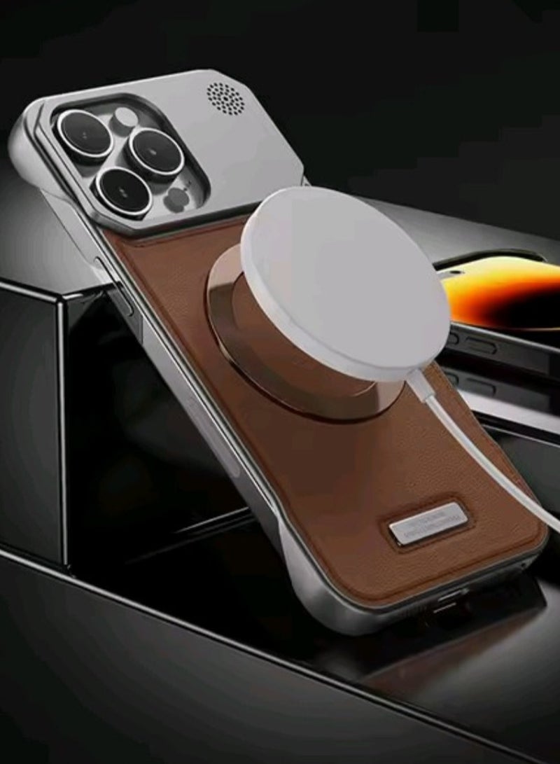 Magnetic frameless leather TPU Iphone 16 pro max case - Image 2