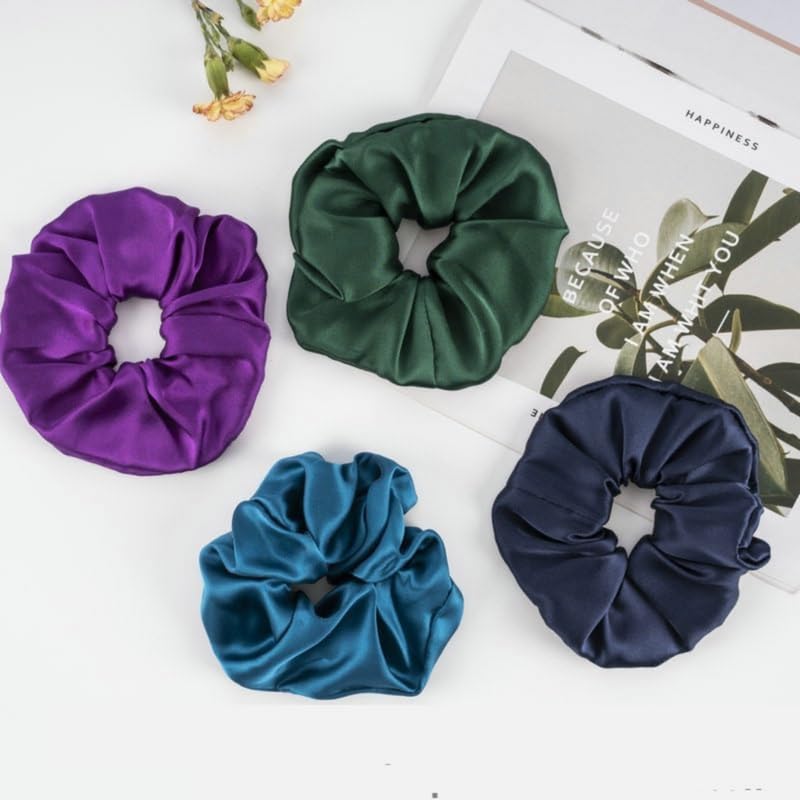 F DREAM Silk 100% Pure Hair Scrunchies for Womens and Girls Mulberry Silk Soft Hair Ties Natural No Damage for Ponytail Holder Cute Tie (Color-Brown)(Pack2) - Image 5