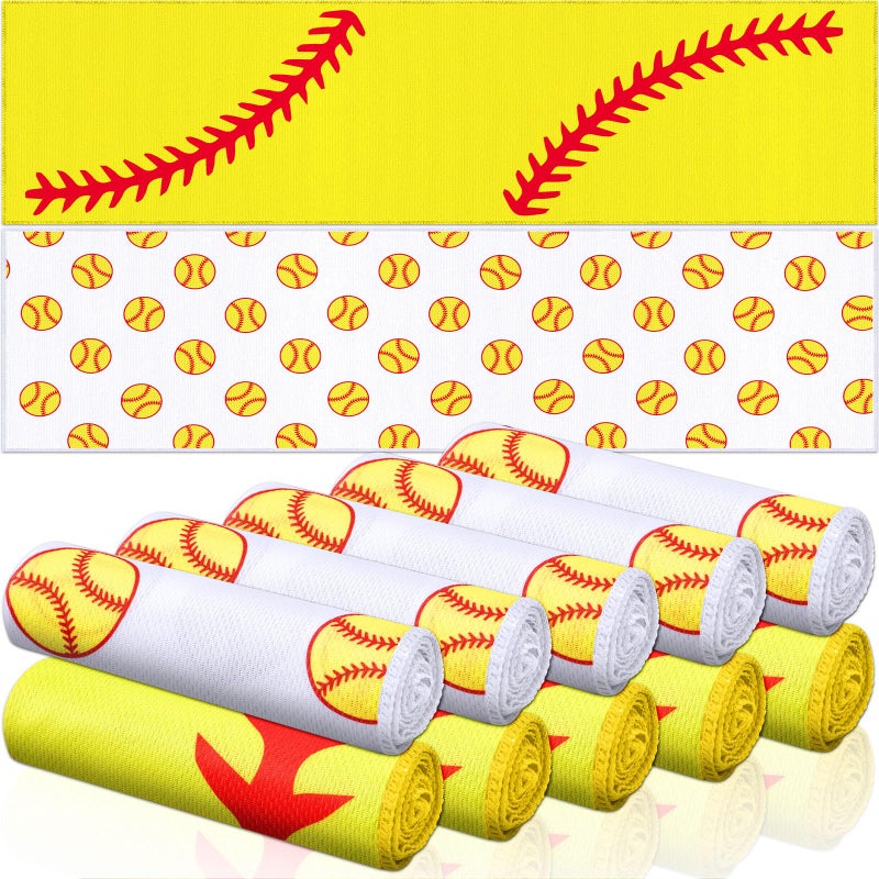 FuWeave 12 count Sports Cooling Towels Baseball Basketball Softball 40 x 12 Inch Breathable Soccer Football Volleyball Microfiber Ice Towel Fast Drying for Sport Party Favors Team GiftYellowSoftball - Image 2