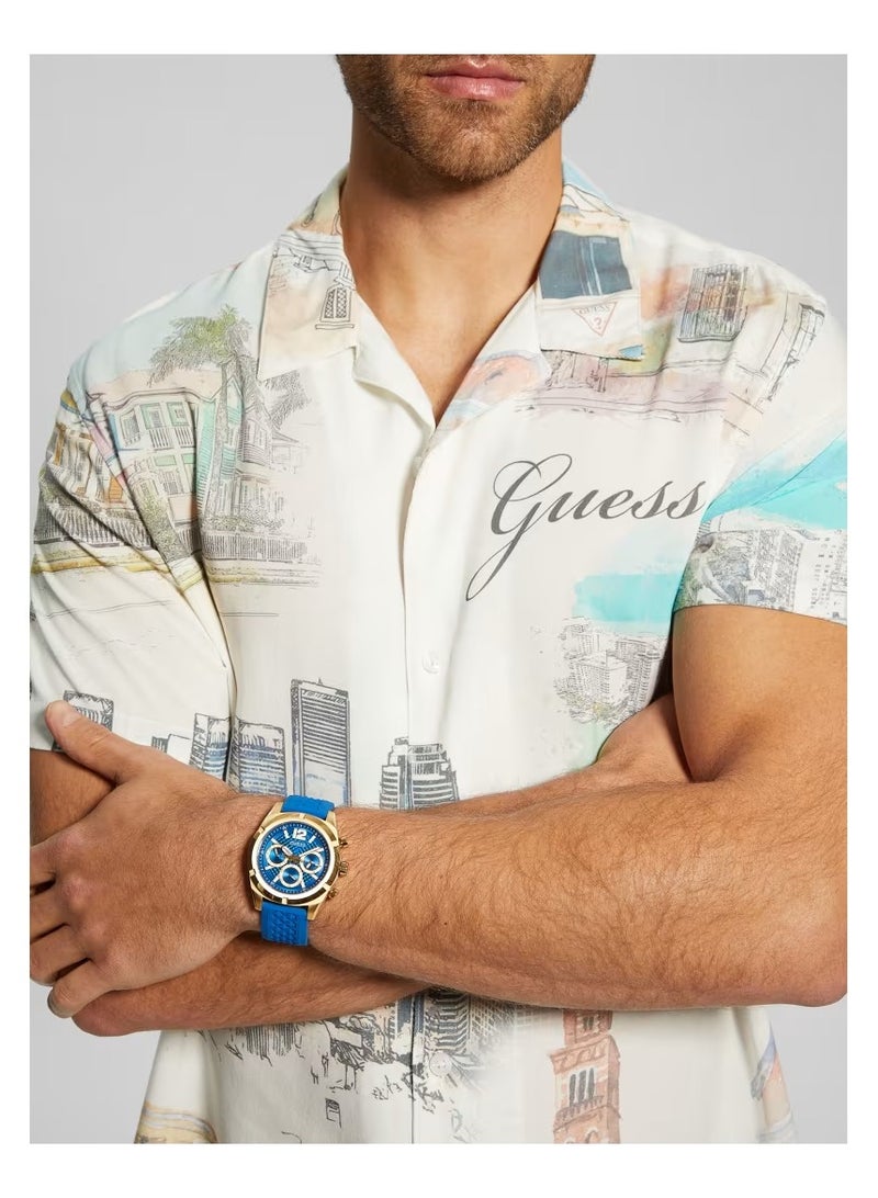 GUESS Mens Blue Gold Tone Multi-function Watch - GW0729G1 - Image 4