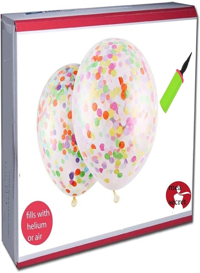 secret Crepe Paper Filled Confetti Balloons - 10 Pieces, Multicolor