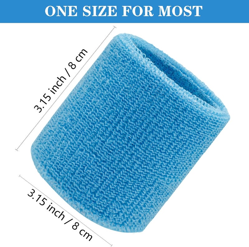 IMAGERIO 8 Pack Wrist Sweatbands Tennis Wrist Bands Absorbent Sweat Band for Men and Women, Breathable Cotton Sweatbands for Working Out, Football, Basketball, Running Athletic Sports - Image 2
