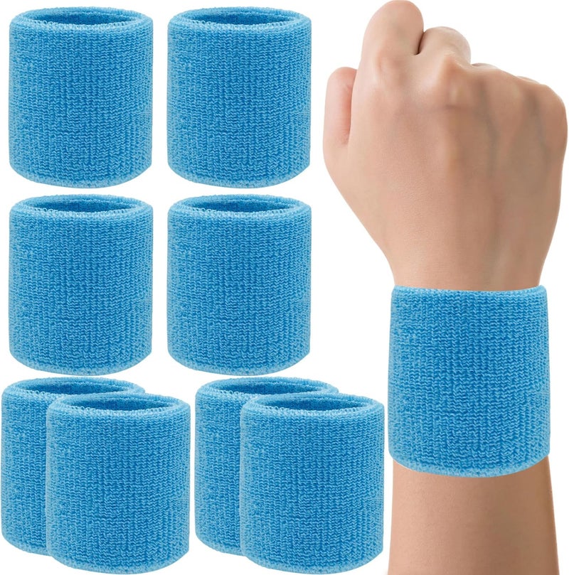 IMAGERIO 8 Pack Wrist Sweatbands Tennis Wrist Bands Absorbent Sweat Band for Men and Women, Breathable Cotton Sweatbands for Working Out, Football, Basketball, Running Athletic Sports - Image 1