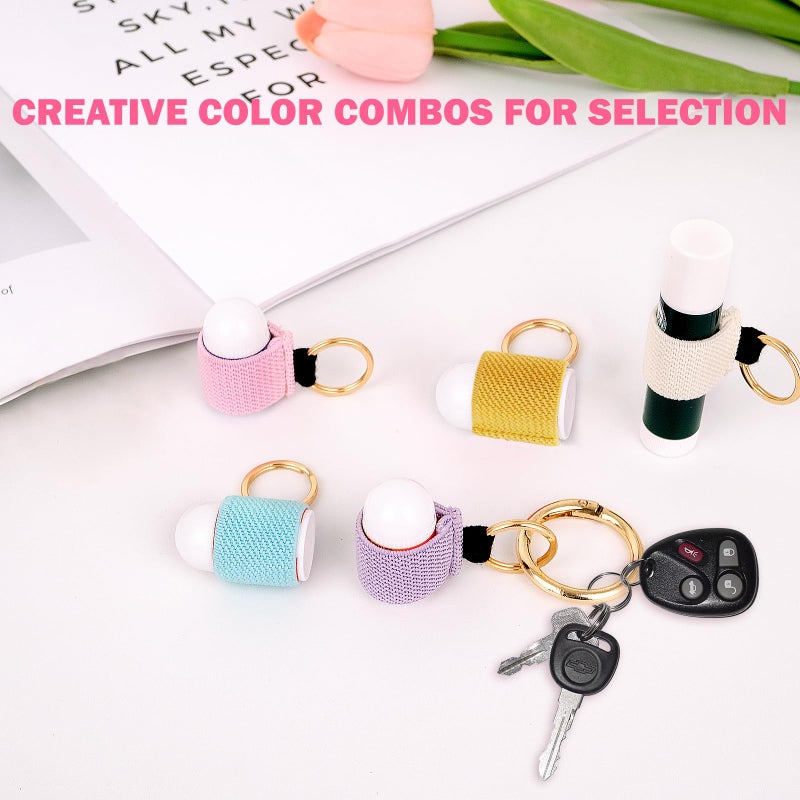 LUCKINEE 4PCS Lip balm Holder Keychain Bulk Lip Gloss Holder Key chain Lipstick Holder KeyChian Mini Lip Balm Holder Compatible with ChapStick, Summer Fridays - Image 5