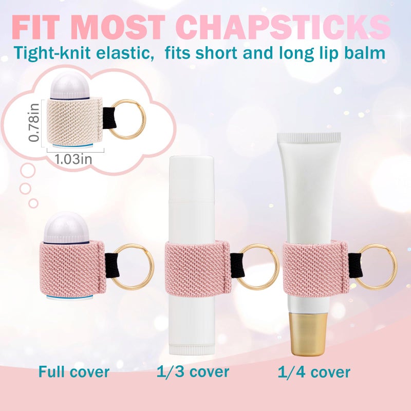 LUCKINEE 4PCS Lip balm Holder Keychain Bulk Lip Gloss Holder Key chain Lipstick Holder KeyChian Mini Lip Balm Holder Compatible with ChapStick, Summer Fridays - Image 2