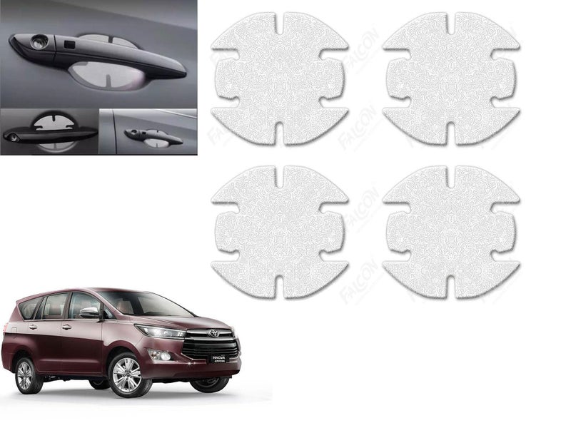 Auto Pearl Car Door Transparent Handle Guard Scratch Protection Sticker PU Finger Guard Paint Protection Compatible with Innova Crysta (2016 2020) (Pack of 4) - Image 1