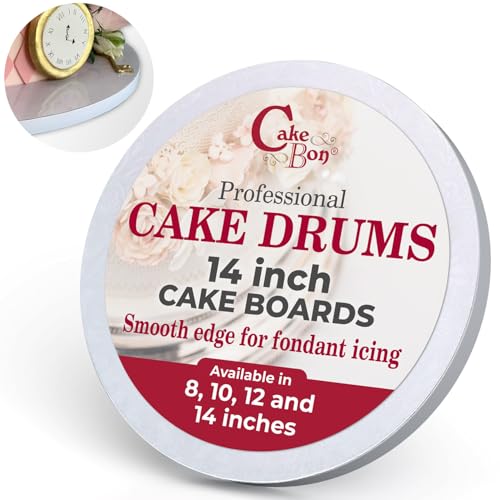 Cakebon Cake Boards - Sturdy 1/2 Thick Drums - 14 Inch Professional Smooth Straight Edges White 1-Pack - Image 1
