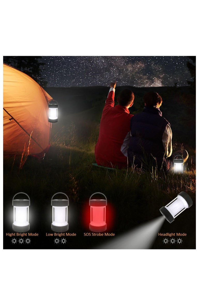 Solar LED Camping Lantern, IPX4 Waterproof Flashlight Emergency Light USB Rechargeable Tent Light Can Charge for Phone with Magnetic Base and Foldable Hook for Hurricane Power Outage Outdoor - Image 4