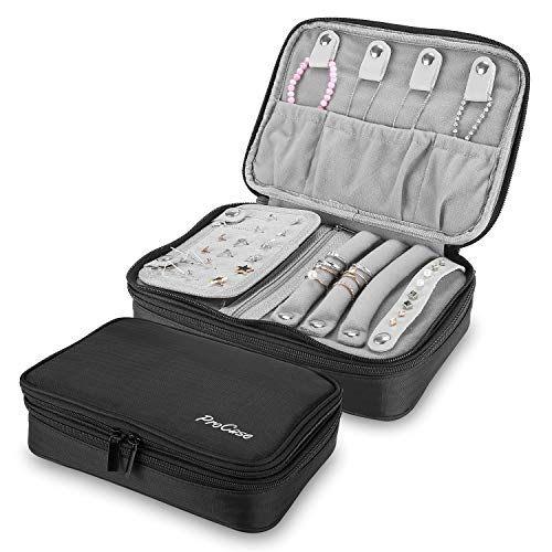 ProCase Travel Jewelry Case Organizer Bag Soft Padded Jewelry Carrying Pouch Portable Storage Holder for Earrings Ring Necklace Bracelet Chain Black - Image 1