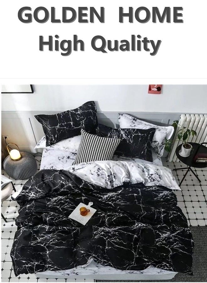 GOLDEN HOME 6 Piece King/Queen/Single size, striped pattern duvet cover set. set includes 1 Comforter Cover, 1 Fitted Bedsheet, 4 Pillowcases  - Image 1