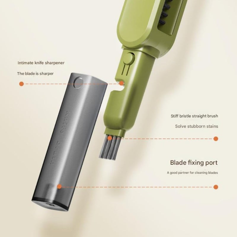 2Pcs Multifunction 4-In-1 Kitchen Cleaning Brush Set - Knife, Bottle, Blade Cleaner & Sharpener - Image 5