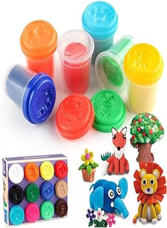 Diy Modeling Clay Kit Base Version Art Clay Toys Set 12 Color Plasticine Modelling Clay for kids (12 Pack Clay)