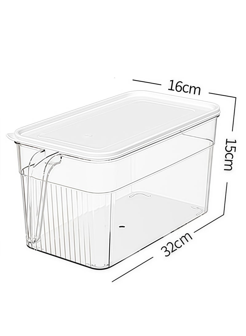 FLYROAD 2Pack Food Storage Boxs for Refrigerator, 32*16*15cm Large Capacity Food Storage Box，Stackable Food Stroage Container,Berry Keeper Boxes for Fridge with Removable Drain Tray Keep Fresh for Vegetables/Fruit/Meat/Salad - Image 2