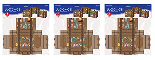 Beistle Pack of 9 Luggage Favor Boxes in Brown World Traveler Suitcase Birthday Party Accessories Around the World Party Supplies 4 x 55 - Image 3