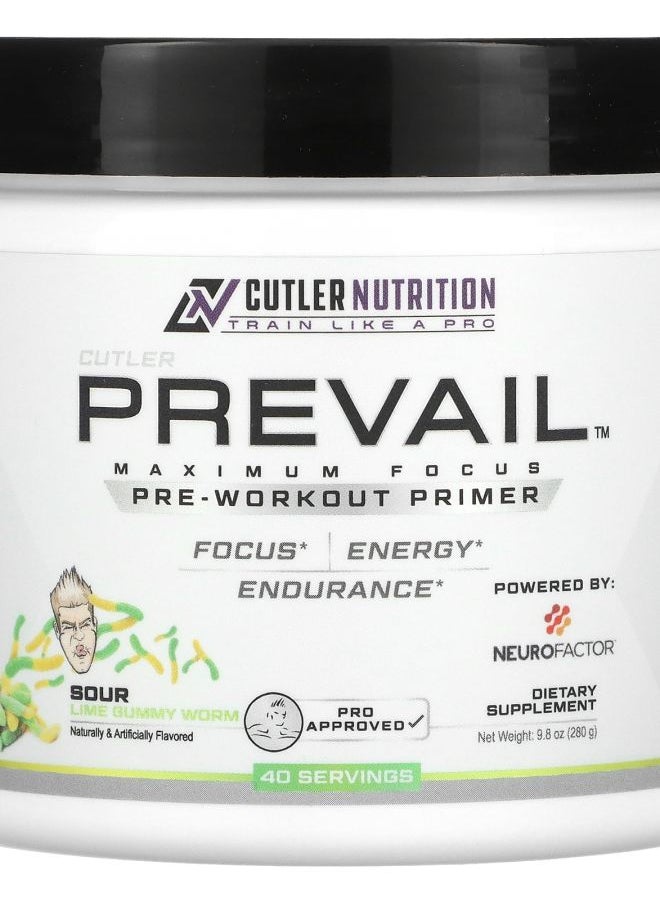 Cutler Nutrition - Prevail PreWorkout Primer Sour Lime Gummy Worm 9.8 oz (280 g) - Image 1